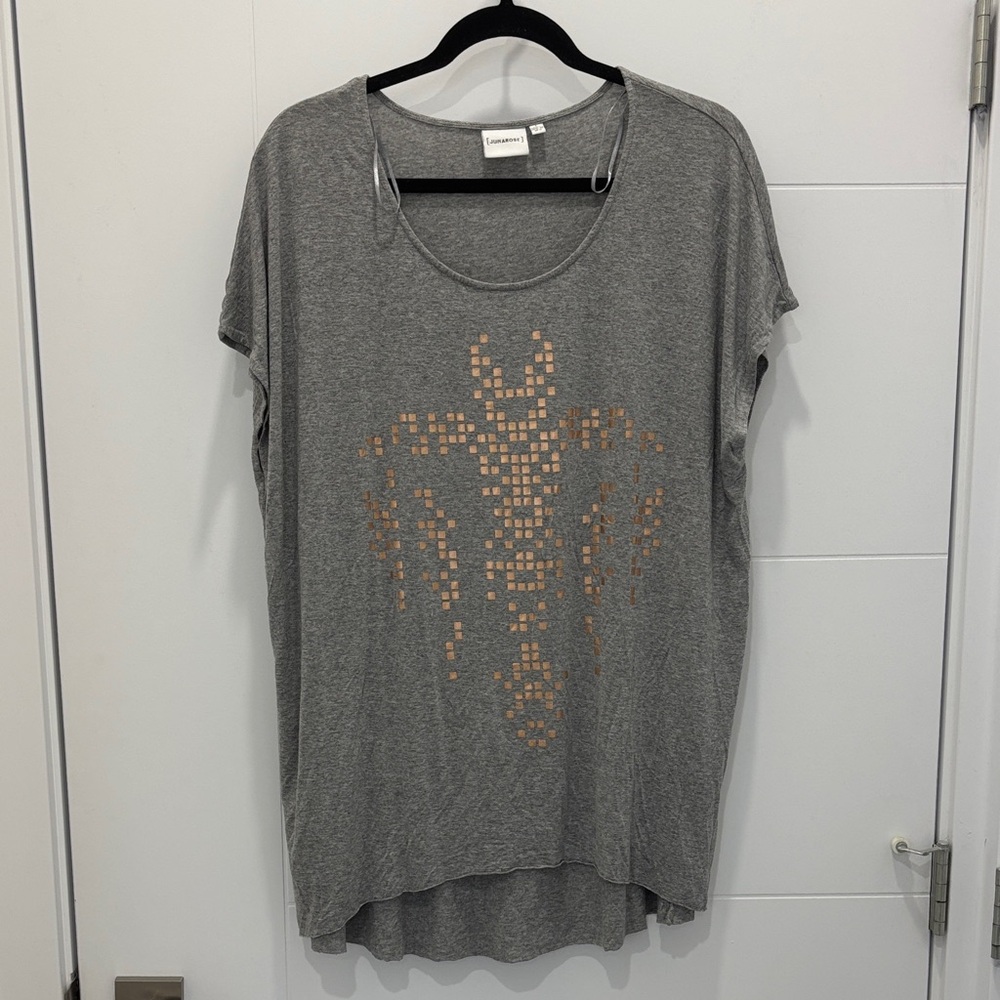 Junarose Gray Tee with Gold Design